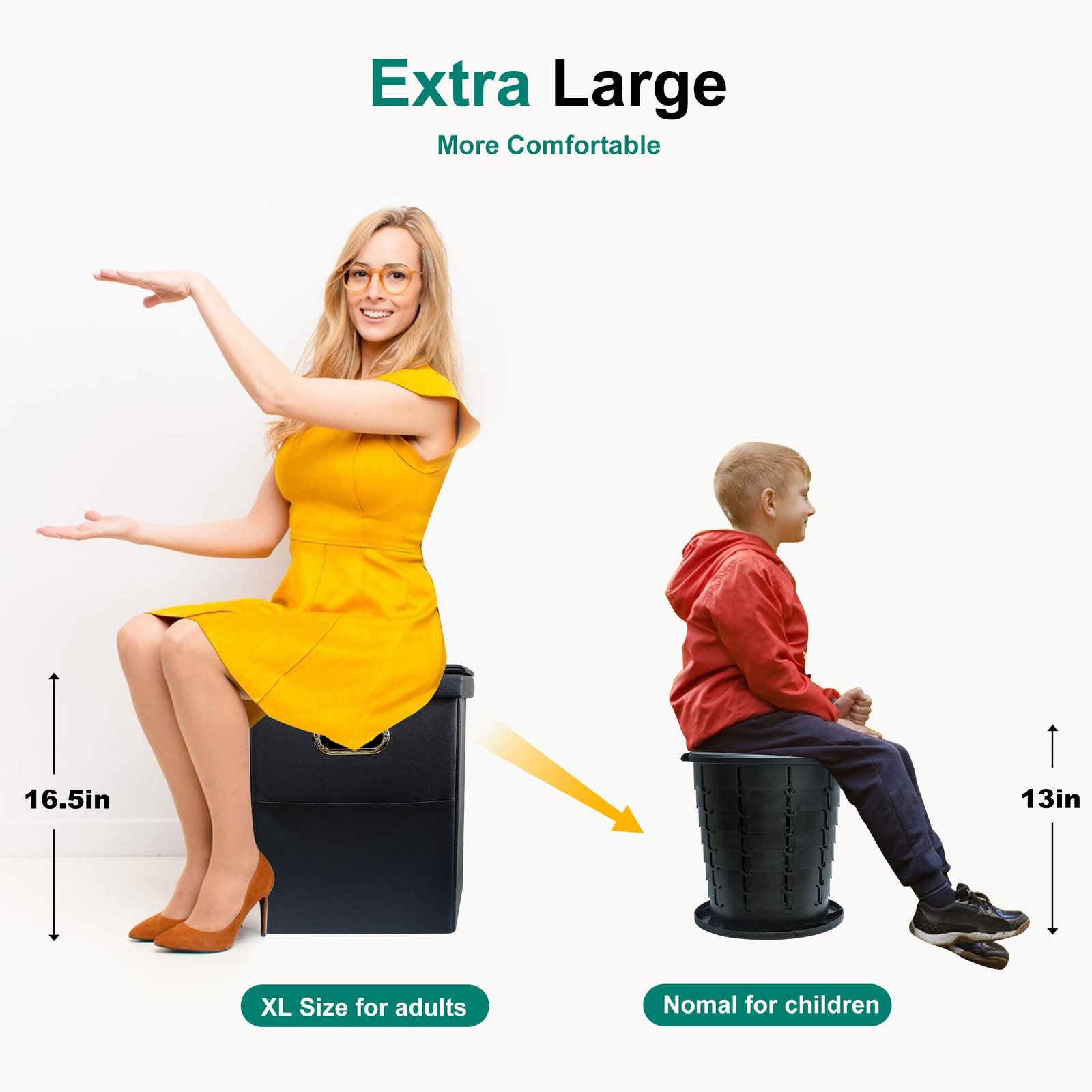 XL Portable Toilet Extra Large Travel Folding Camping Tall with Lid Kids Potty
