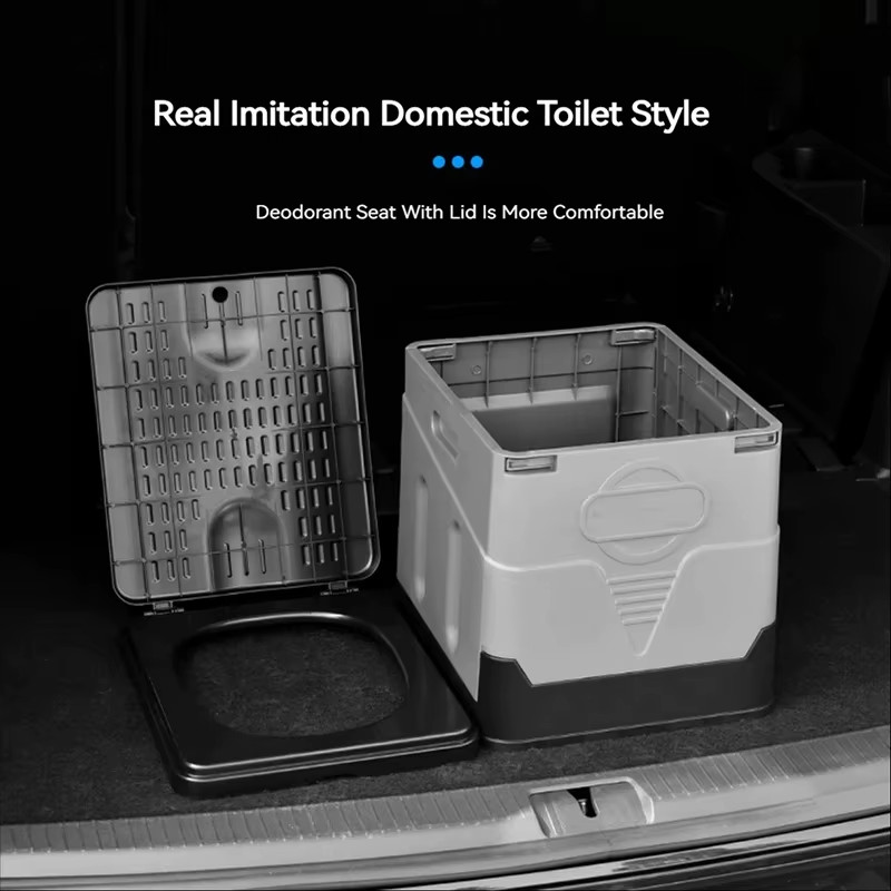 Folding Toilet, Portable, Collapsible, Anti-Odor Storage Box, Car Toilet, Adult