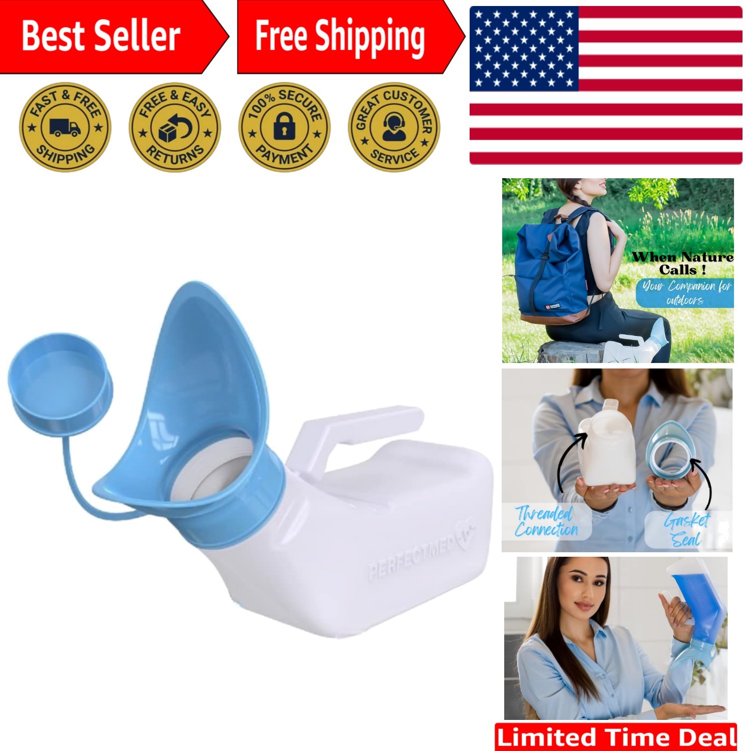 Portable Female Urinal – 32 oz Spillproof Device for Travel & Outdoor Use