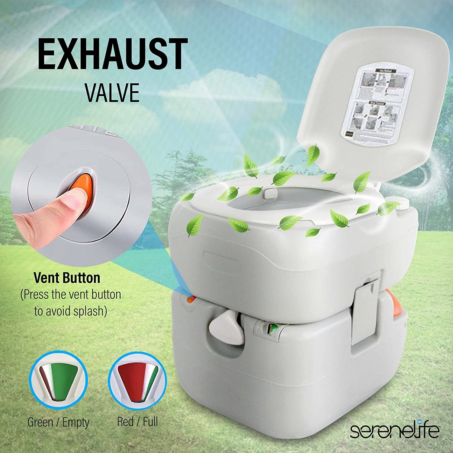 SereneLife SLCATL360 Portable Toilet 22L With Carry Bag+Spray
