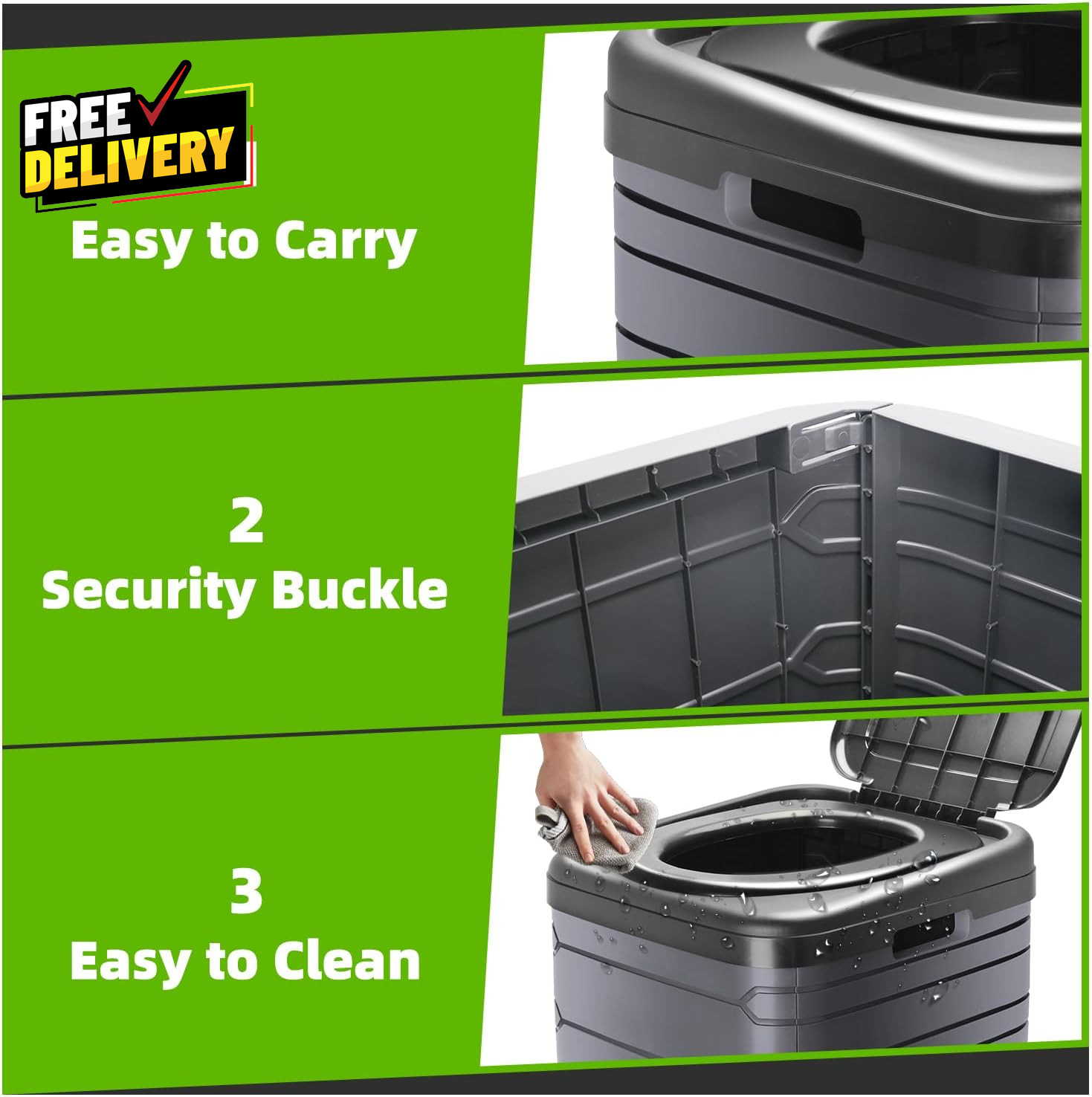 XXL Portable Toilet for Adults 16 Tall Camping Toilet with Lid and Carry Bag H..