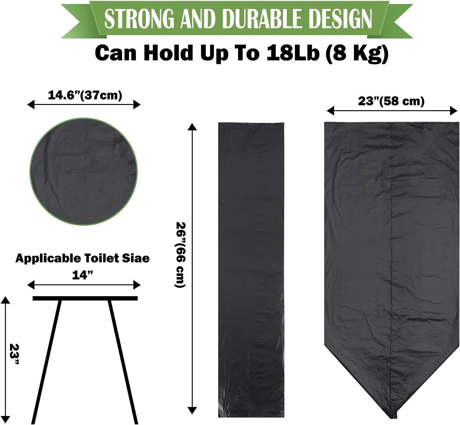 Portable Toilet Bags for Camping, 20 Count Toilet Replacement Bags, 8 Gallon,…