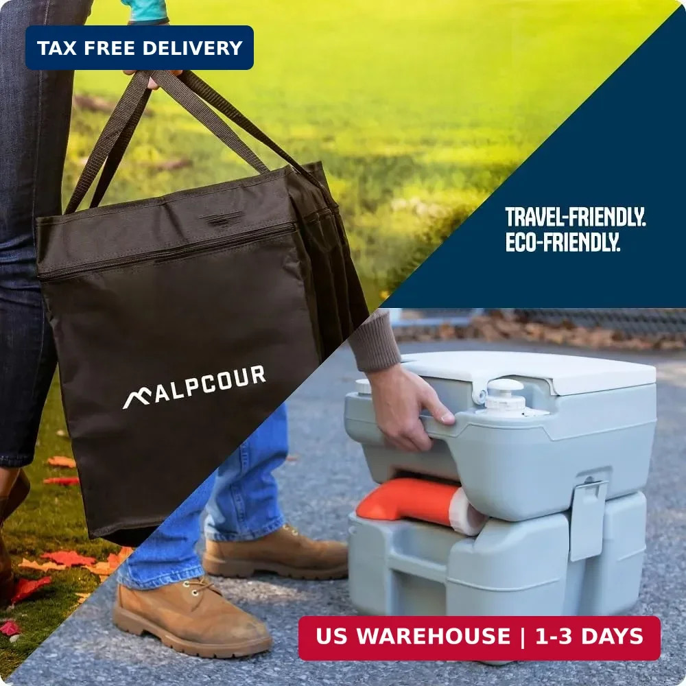 Alpcour Portable Toilet – Compact Indoor & Outdoor Commode w/Travel Bag for Camp