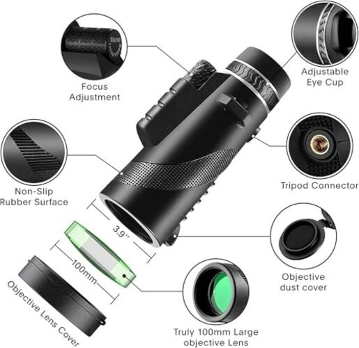 Monocular-Telescope 80×100 High Powered Monoculars High Definition for Green