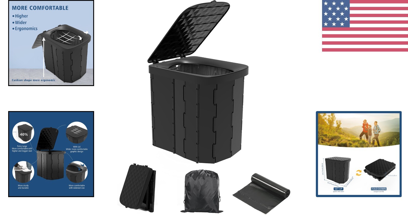 Multi-Functional XL Toilet for Camping – Perfect for Outdoor Adventures & Travel