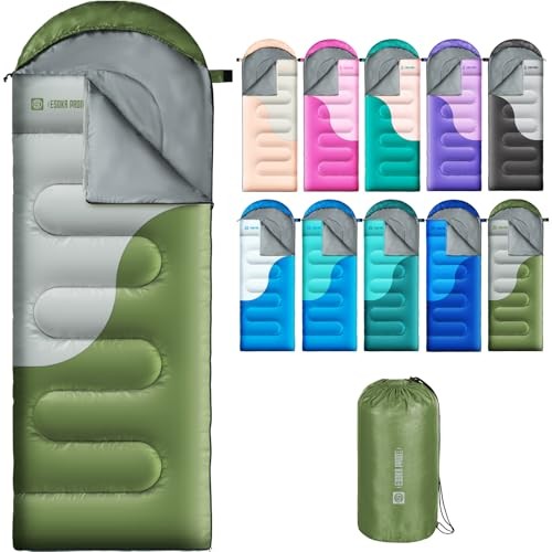 Sleeping Bags for Adults&Kids,Lightweight Waterproof Warm Weather Green Grey