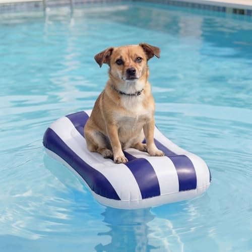 Seenelling 2 Pcs Inflatable Poolside Chair Blow up Beach Seat Dark Blue Striped