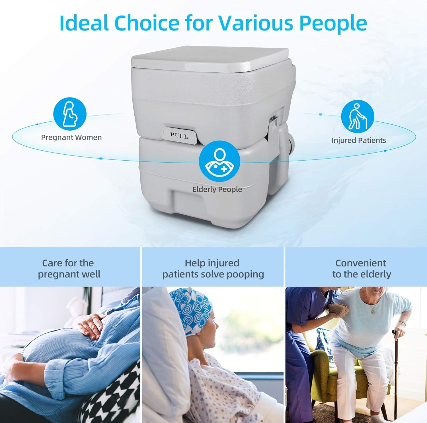 YITAHOME Portable Toilet Travel RV Potty, 5.3 Gallon Detachable Gal, Gray