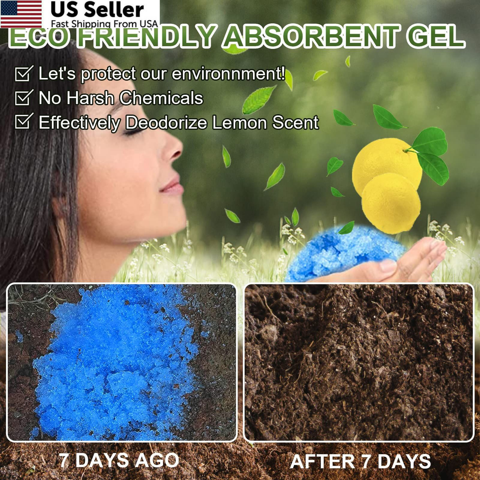 AOKE Portable Toilet Absorbent Gel Powder – 25 Count (Pack of 1), Lemon25pcs