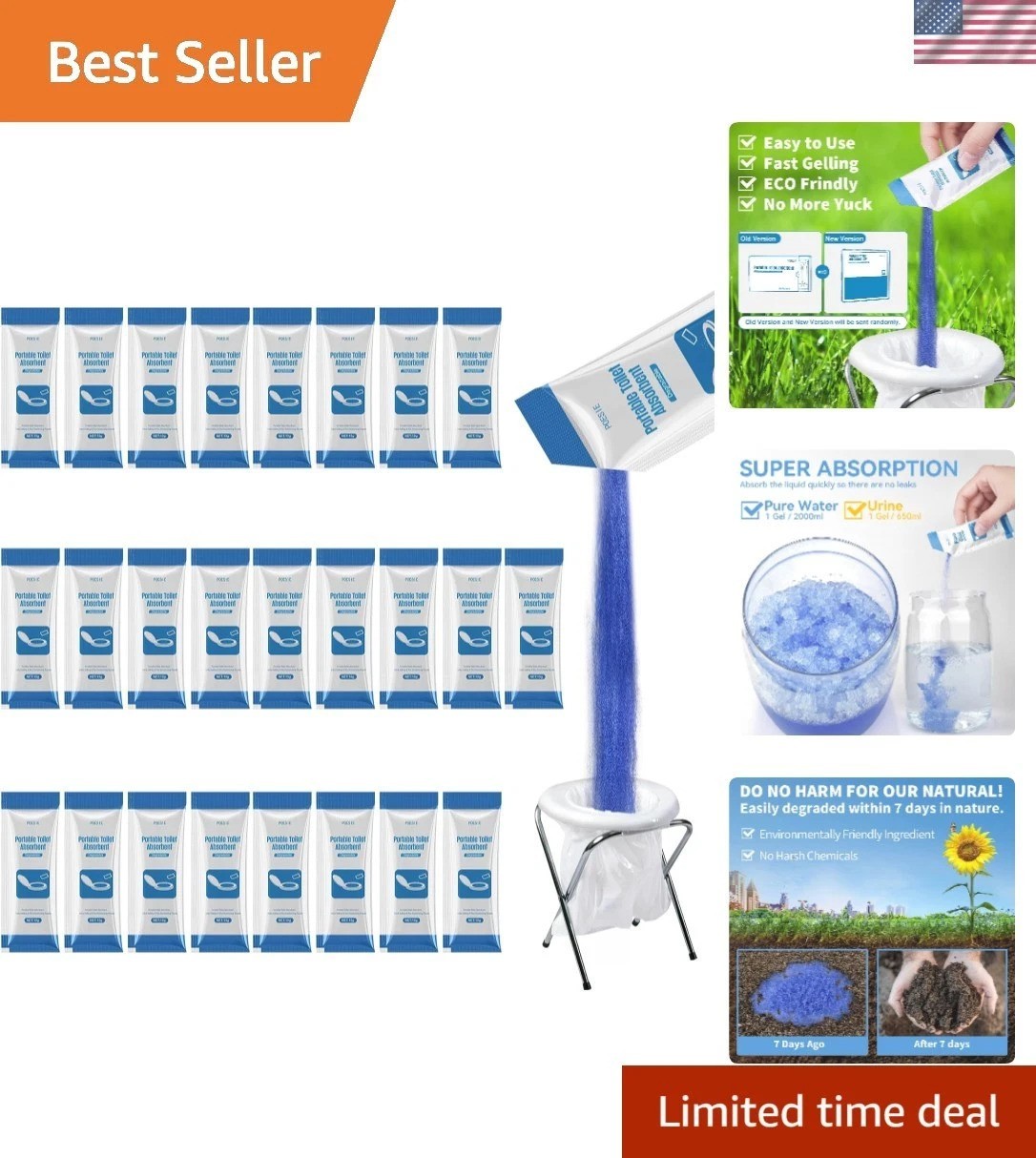 Camping Essential: 25 Pack Poo Absorbent Gel Sticks for Liquid Waste Management