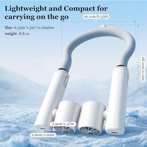 Portable Neck Fan with Ice Ring – Rechargeable Personal Hands-Free Wearable