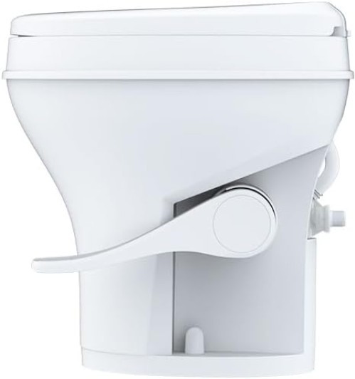 Residential Height Camper/RV Toilet with Sprayer Attachment, 18.5” Standard H…