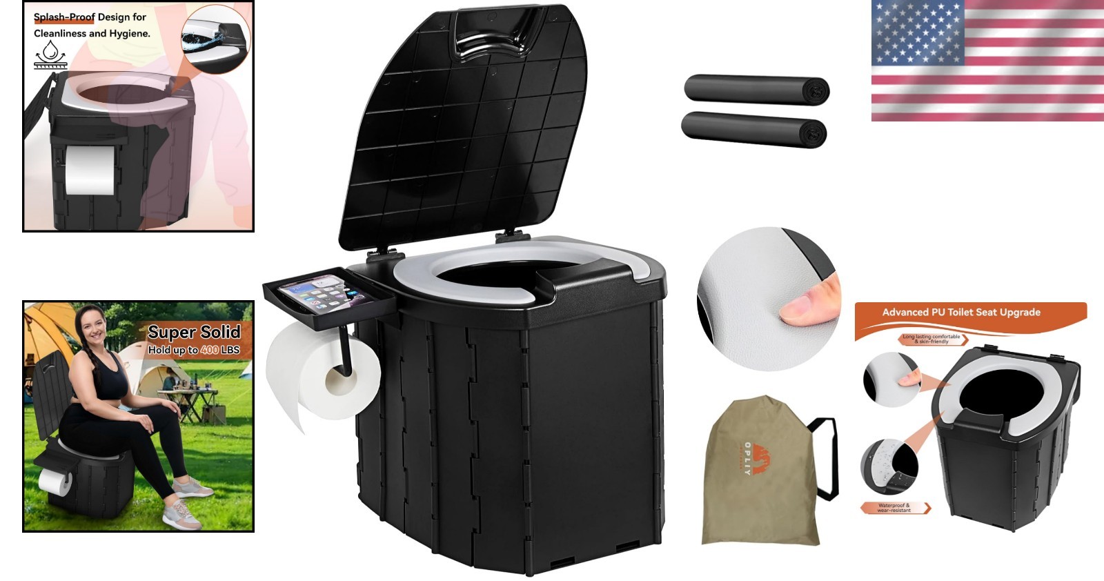Upgraded Travel Potty with Splash Guard – Lightweight & Versatile for Adventures