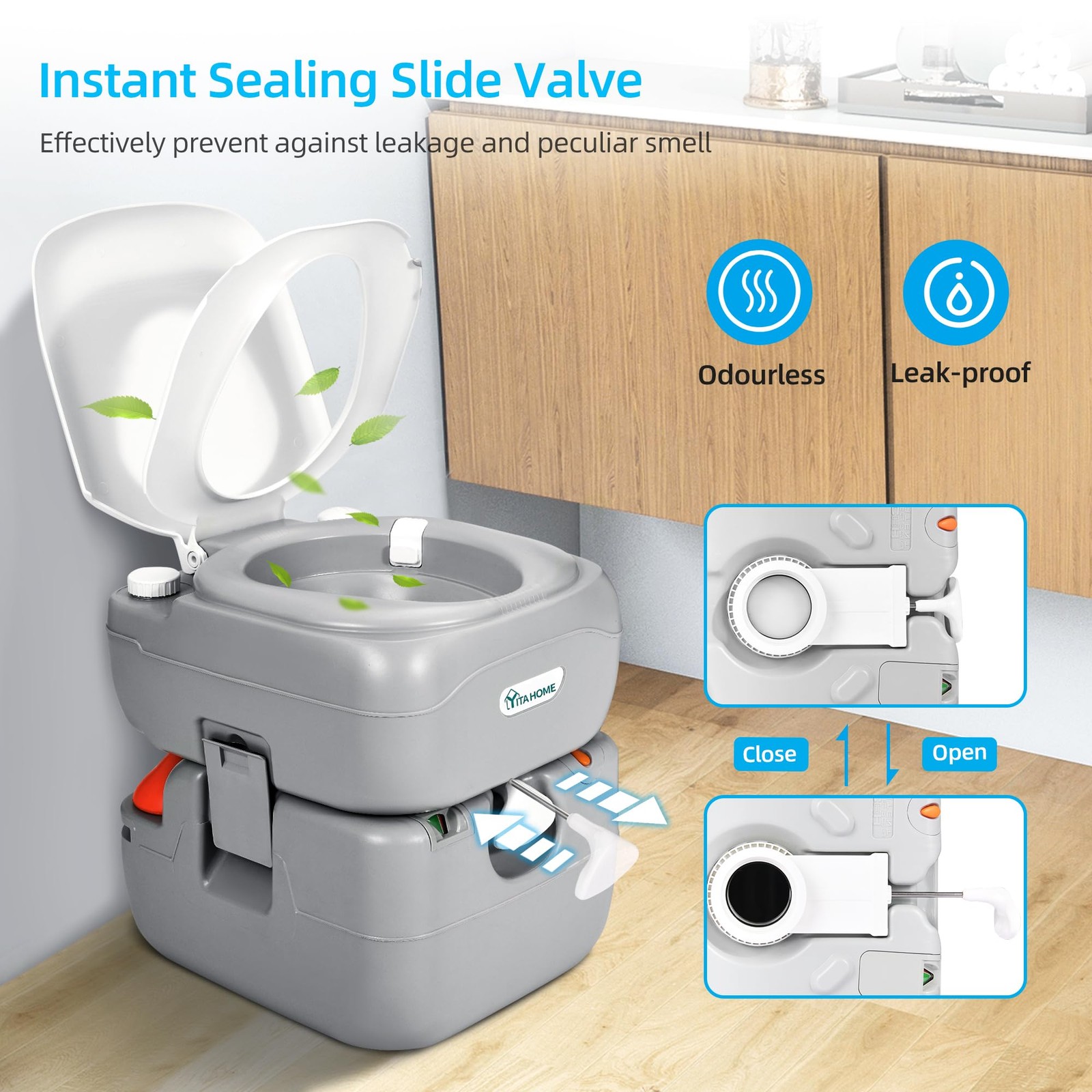 Yitahome Portable Toilet 5.8 Gallon Travel Rv Potty Level Indicator T-Type