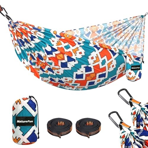 NATUREFUN Ultra-Light Travel Camping Hammock | 275x140cm Colorful Geometry