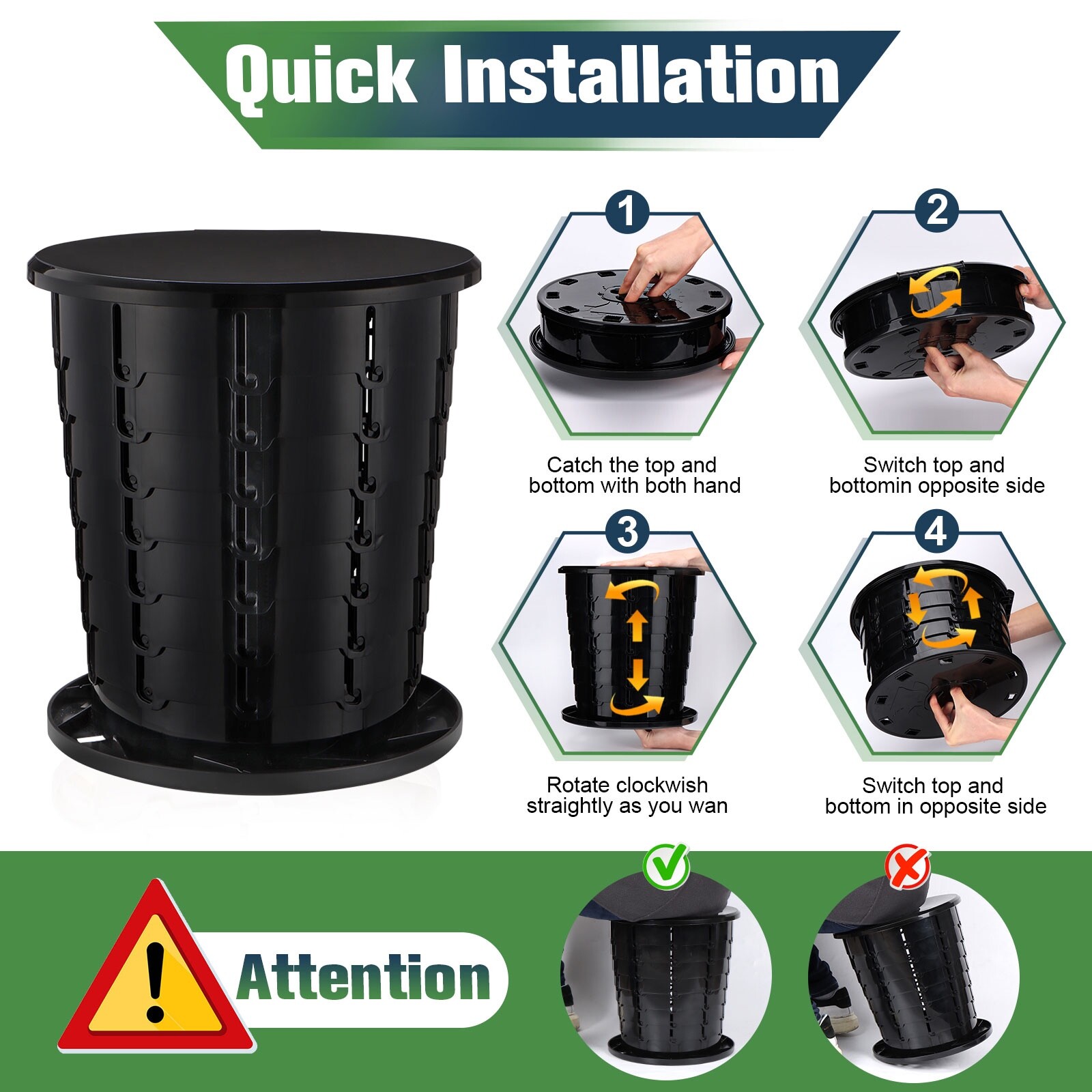 Bonergy Retractable Portable Toilet for Camping Toilet with Handy Storage Bag