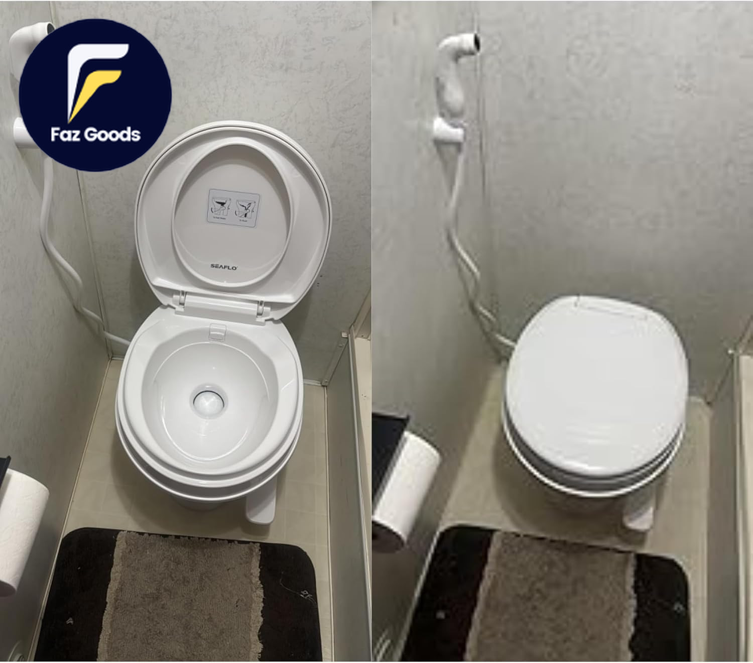 RV Toilet with Sprayer Attachment White 18.4” Residential Height, Gravity Flush
