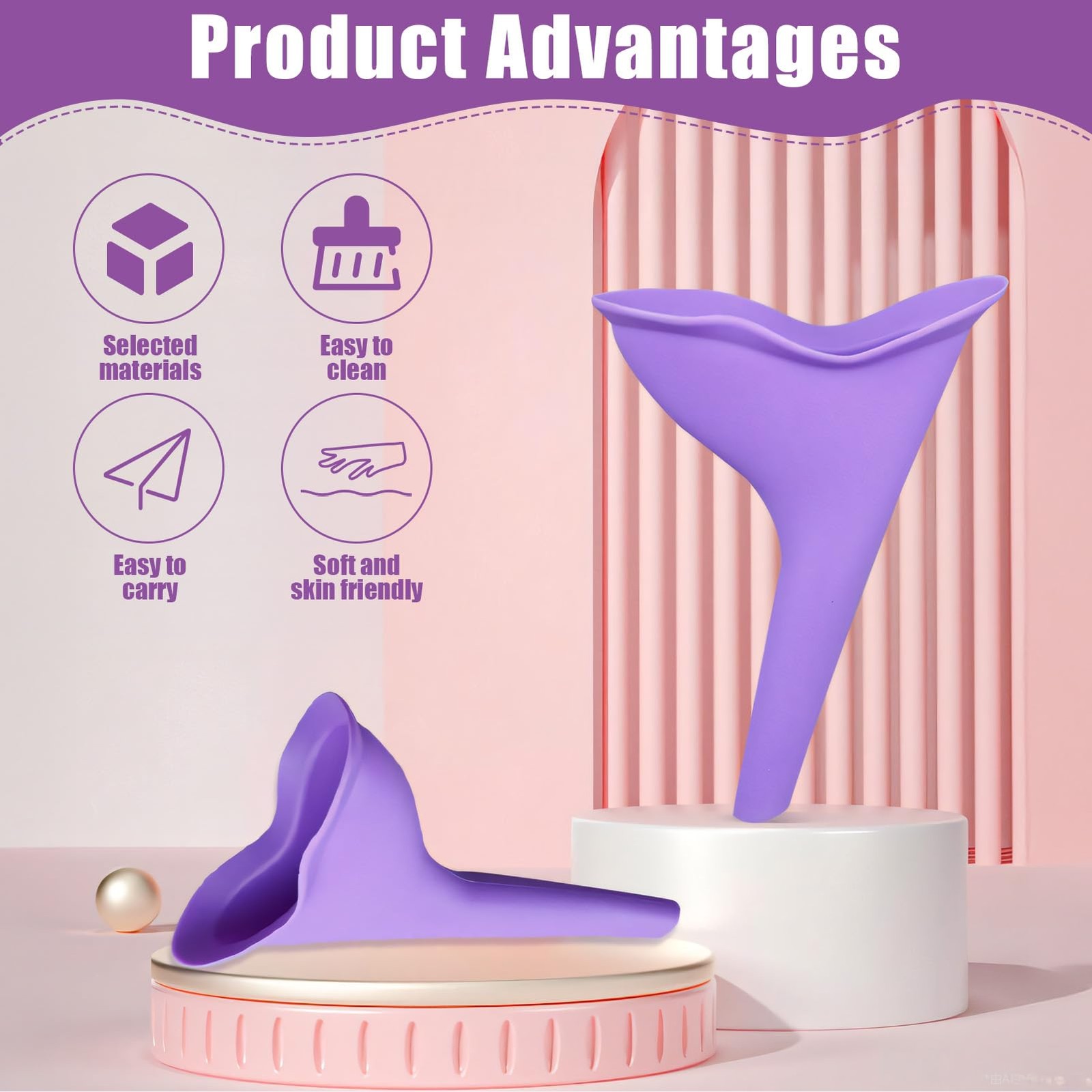 2pcs Urinella for Women, Pee Aid for Women Female Urinal Silicone Tr…