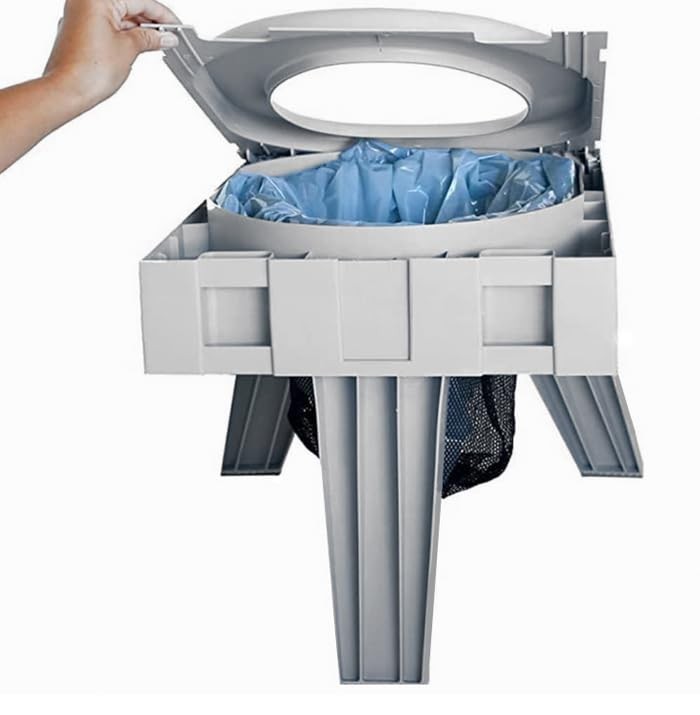 Portable Folding Toilet – GO Anywhere Travel Toilet with Bonus Wag Bag Kit