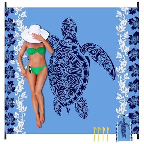 Beach Blanket 79″ X 83″ Oversized Lightweight, BeachMat Waterproof Turtles