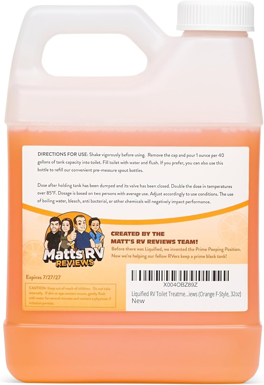Biodegradable RV Waste Digester & Odor Eliminator with Fresh Orange Scent – 32oz