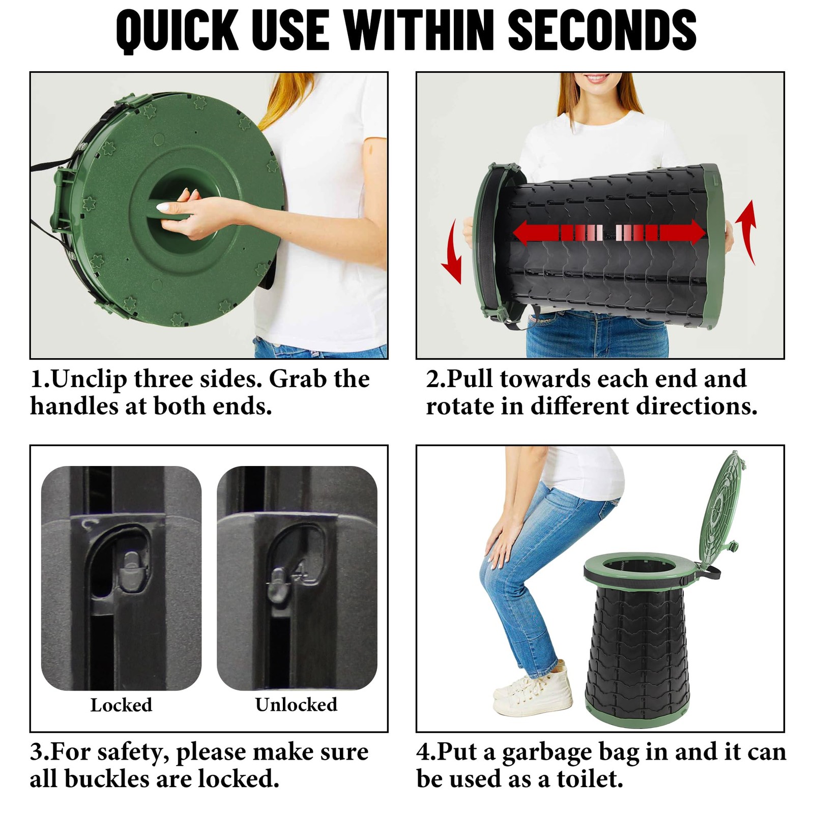 Foldable Camping Toilet, Mobile Toilet with Carry Bag and 7 Rubbish Bags, Carry…