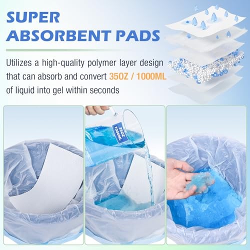 CHMI 150 Pack Commode Liners with Absorbent Pads，150 Disposable Commode Bags and