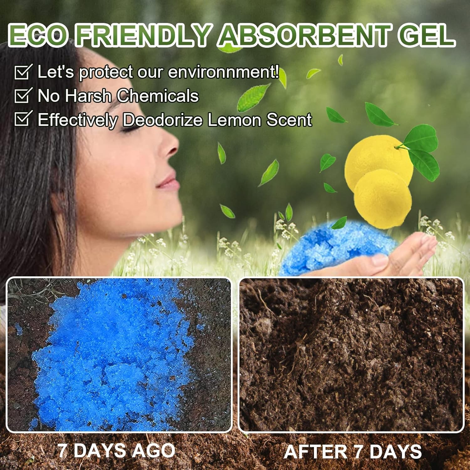 AOKE Portable Toilet Absorbent Gel Powder – Lemon 25 Pack Poo Deodorizing Treatm