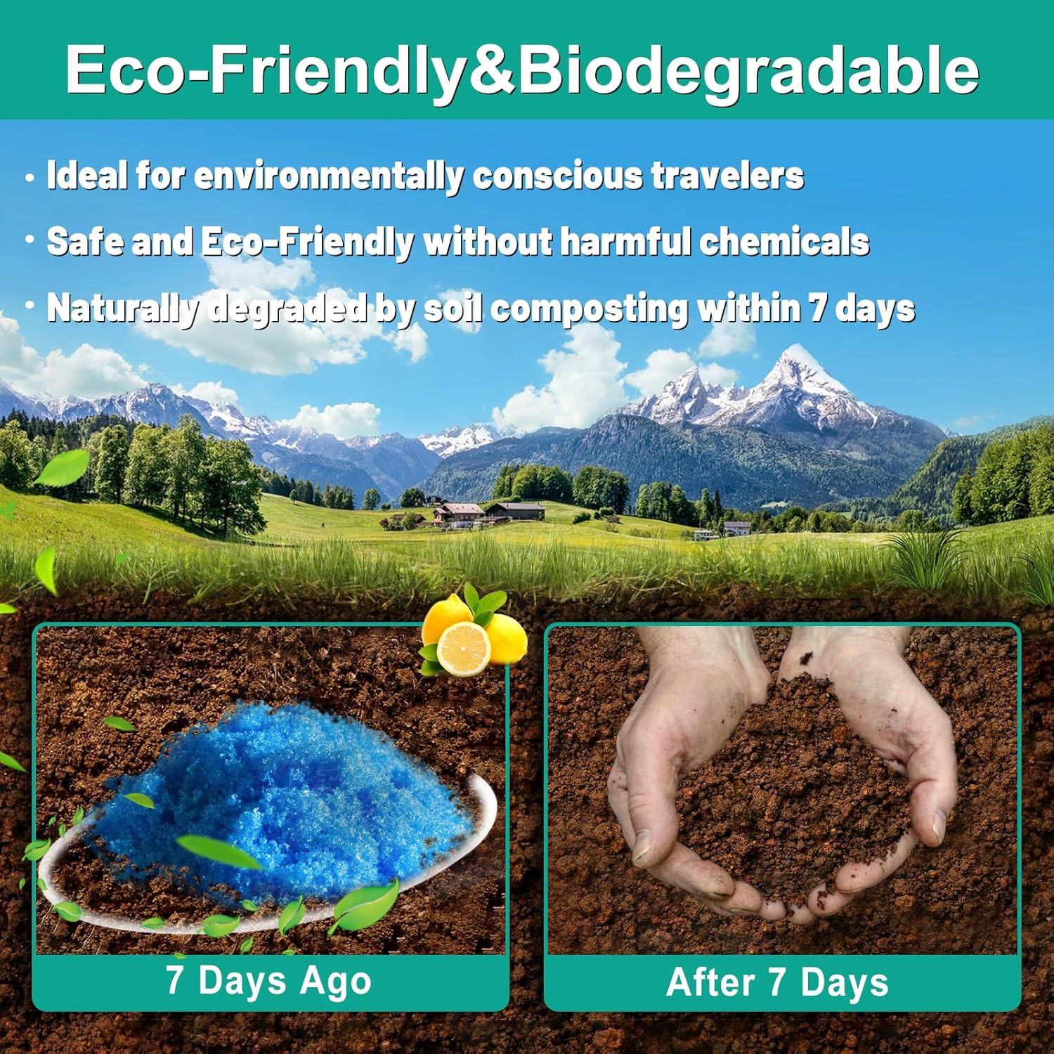 Portableportable Toilet Gel, Poo Powder for Portable Toilet, Camping Toilet Gel,