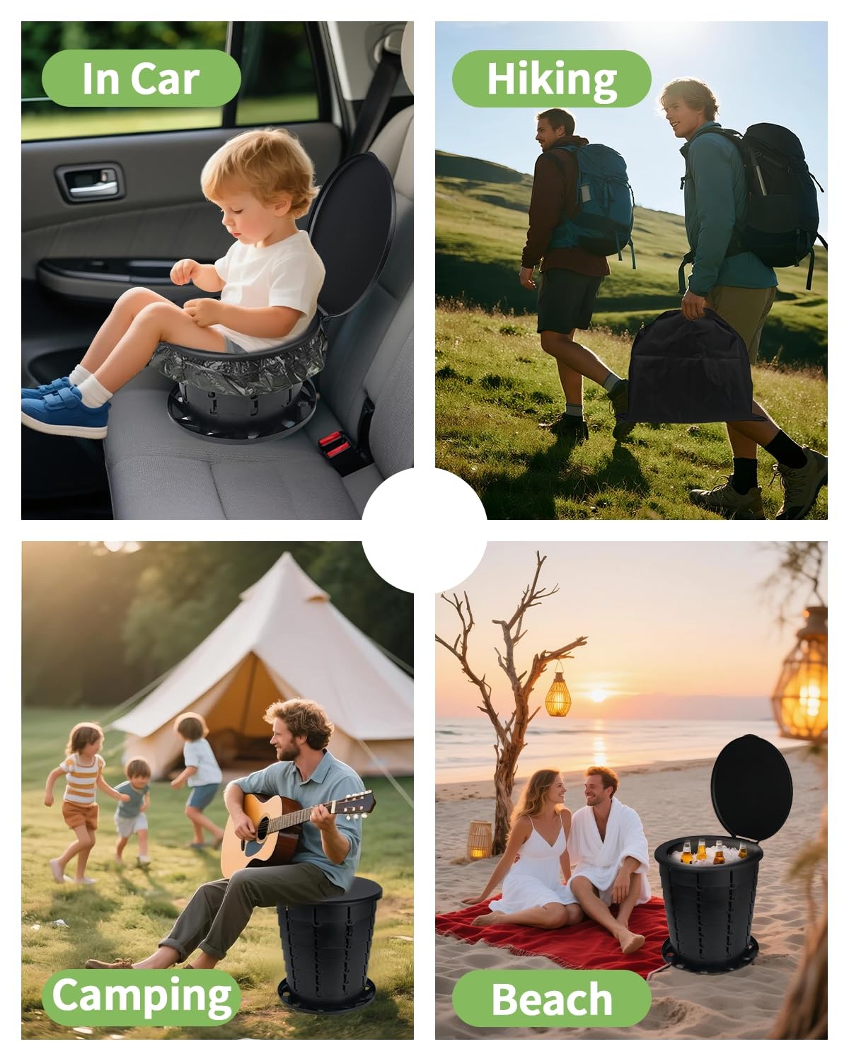 Camping Toilet Retractable Portable Potty Foldable Adjustable Height Travel