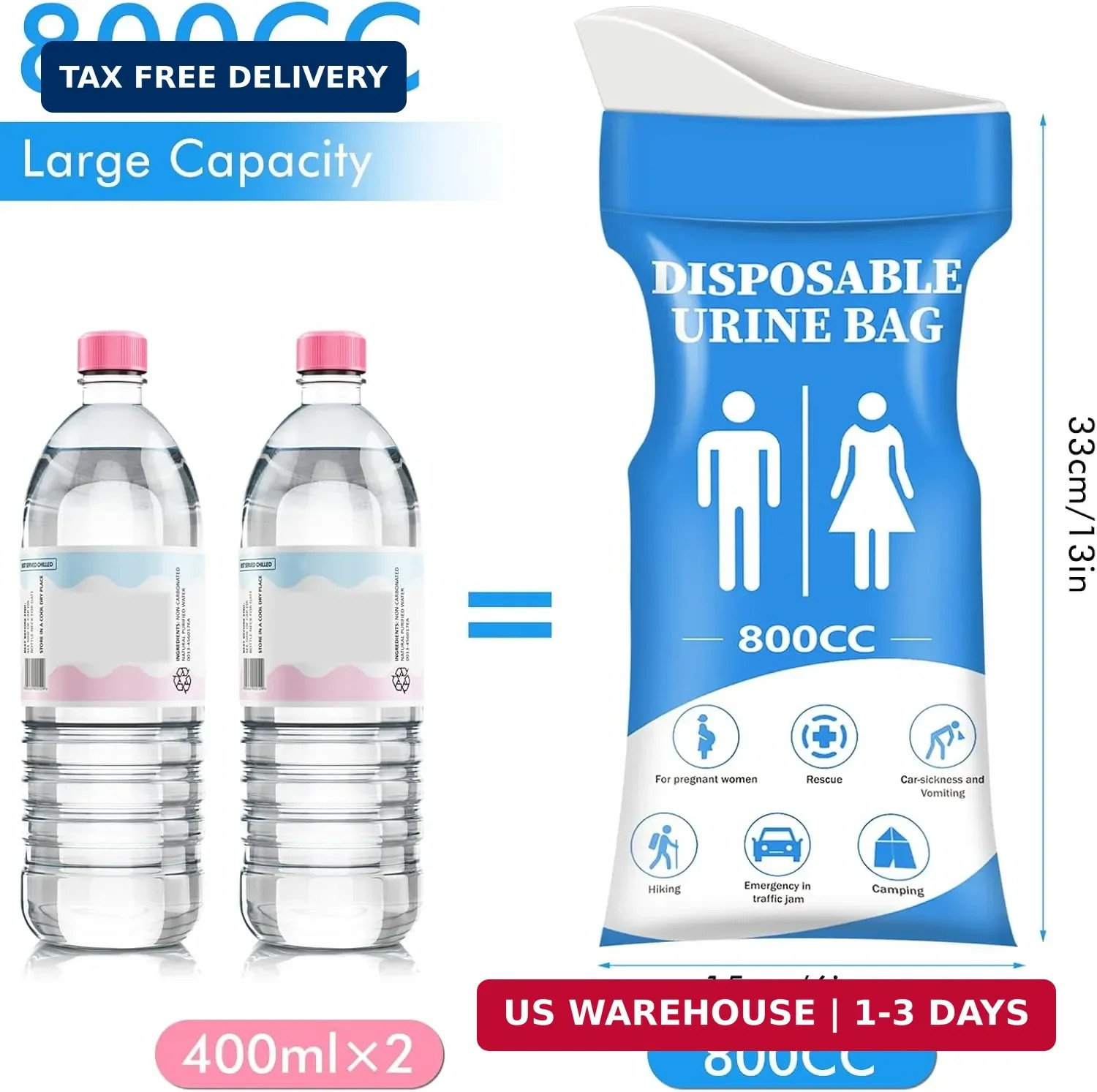 DIBBATU Disposable Urine Bags for Women/Men, 12/24Pack for Travel, Camping, Car
