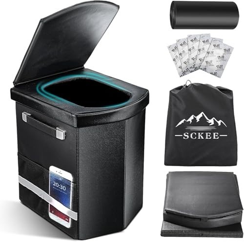 Sckee XL Portable Camping Toilet for Adults with Lid and Carry Bag