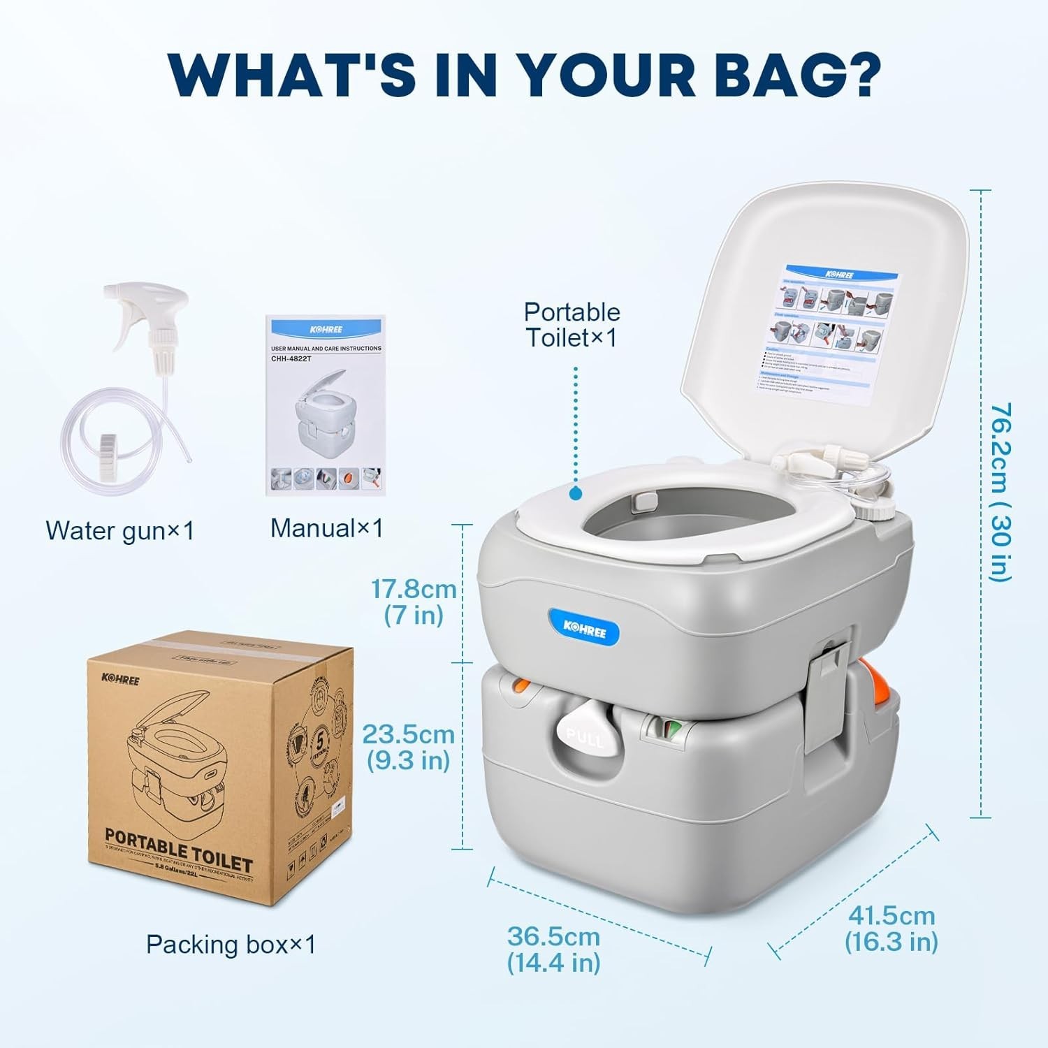 Portable RV Toilet, 5.8 Gal, Leak-Proof, Level Indicator