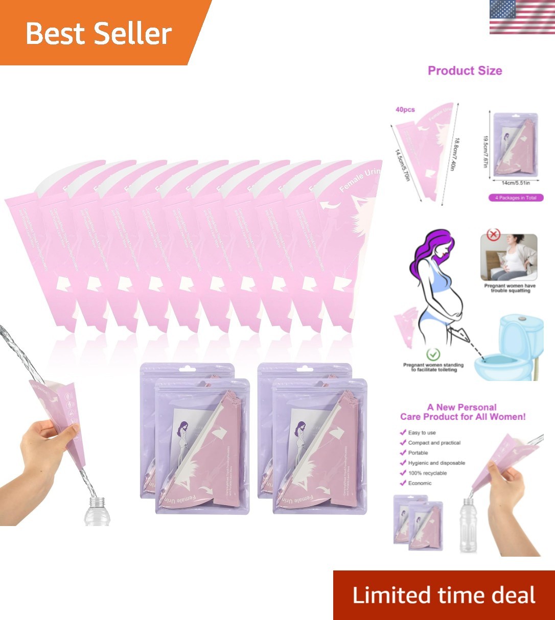40pcs Pee Funnel for Women Disposable Female Urination Device, Womens Urinal …