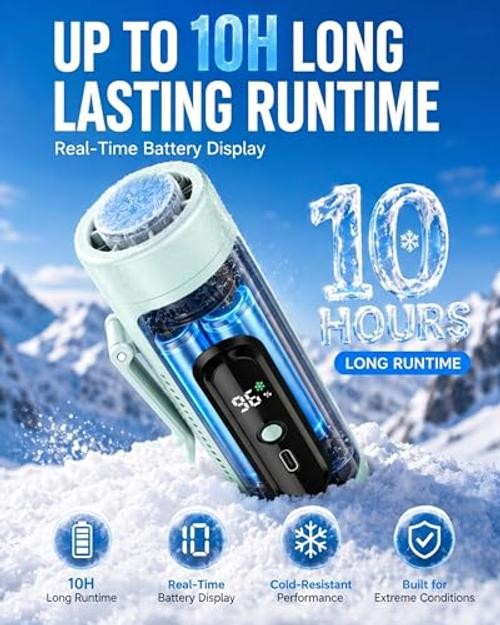 Mini Clip On Handheld Cooling Fan, 17000RPM 5 Speed Small Belt Fan Light Blue