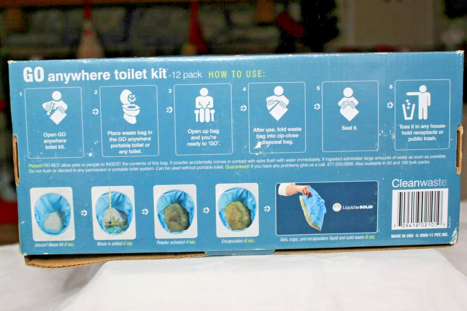 Cleanwaste GO Anywhere Toilet Waste Kits-12/Pack CASE NEW