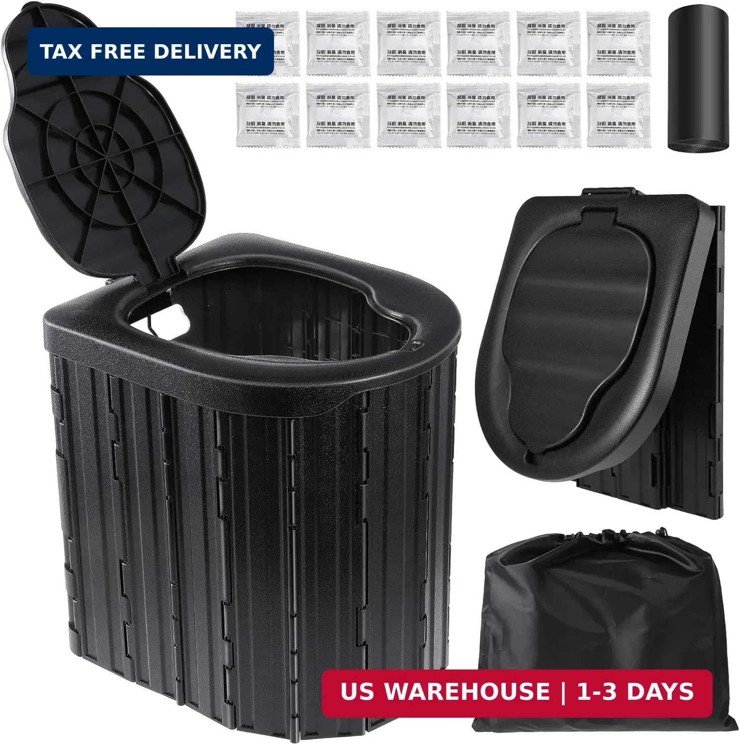 Camping Toilet, Portable Toilet for Adults, Camp Toilet with Handbag, Travel Pot