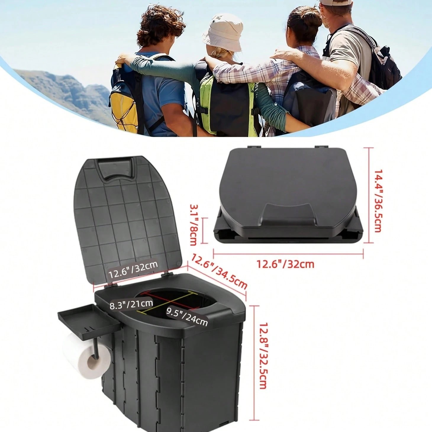 vNew Cepasei Portable Camping Toilet Foldable Travel Commode Outdoor RV Gear