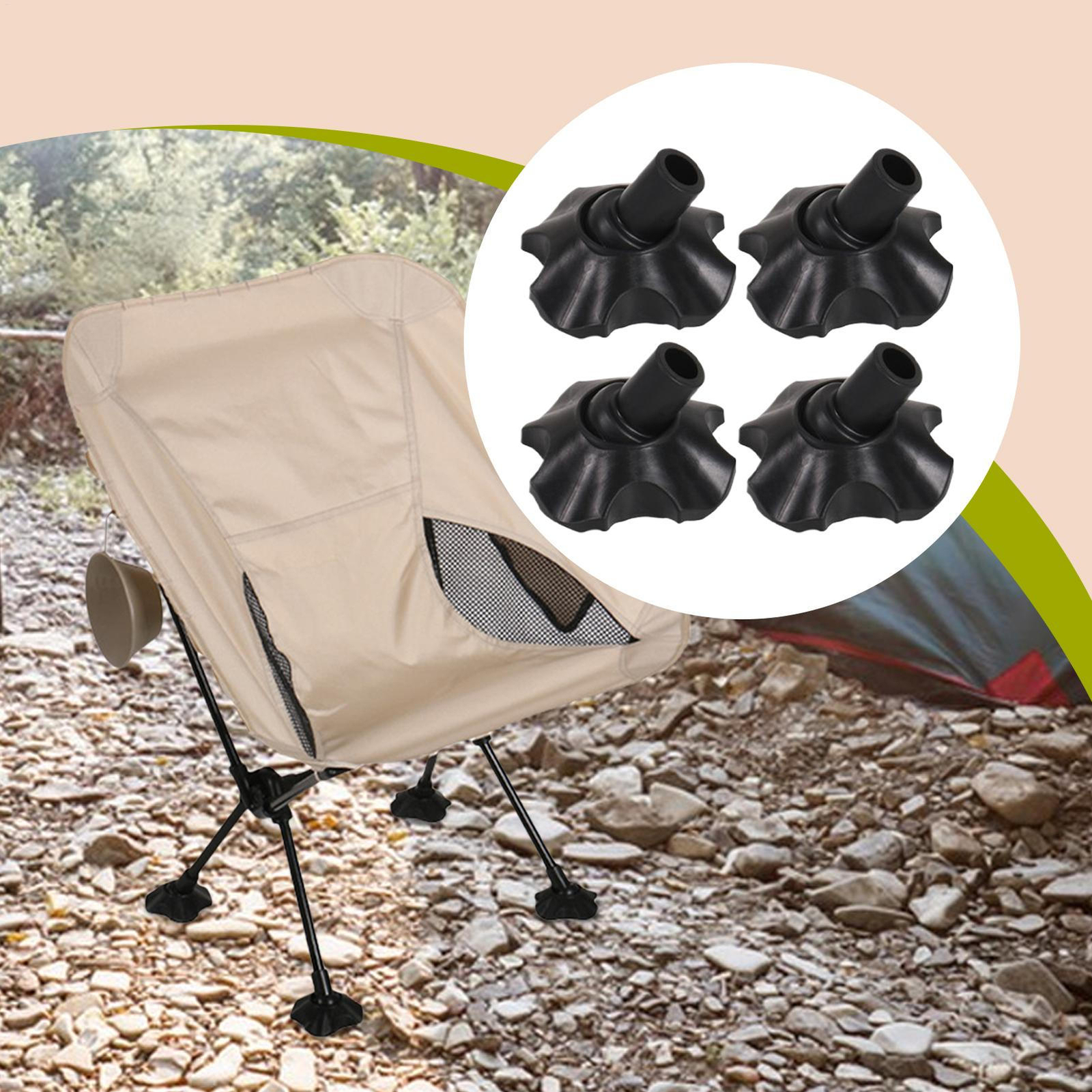 4-Pack Camping Chair Nonslip Anti Soil Sinking Covers, Outdoor Fishing Hiking
