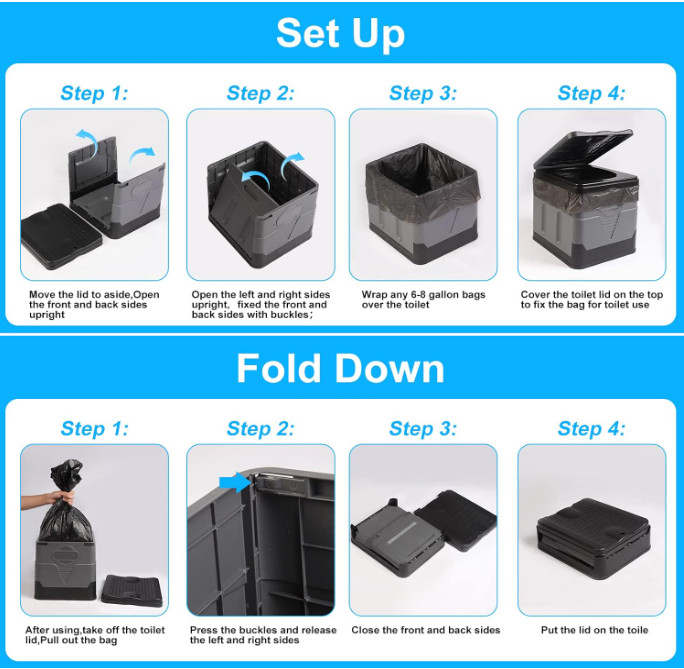 Portable Toilet Camping Toilets for Car Indoor Outdoor Commode Foldable Travel P