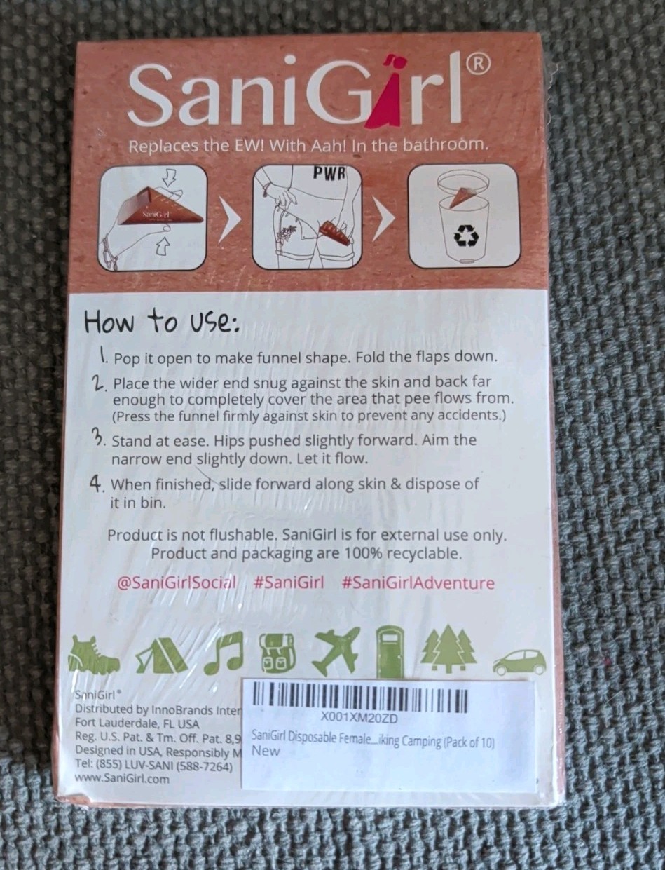 Traveling Girl Pack 10 SaniGirl Disposable Pee Funnels & Public John Survival K