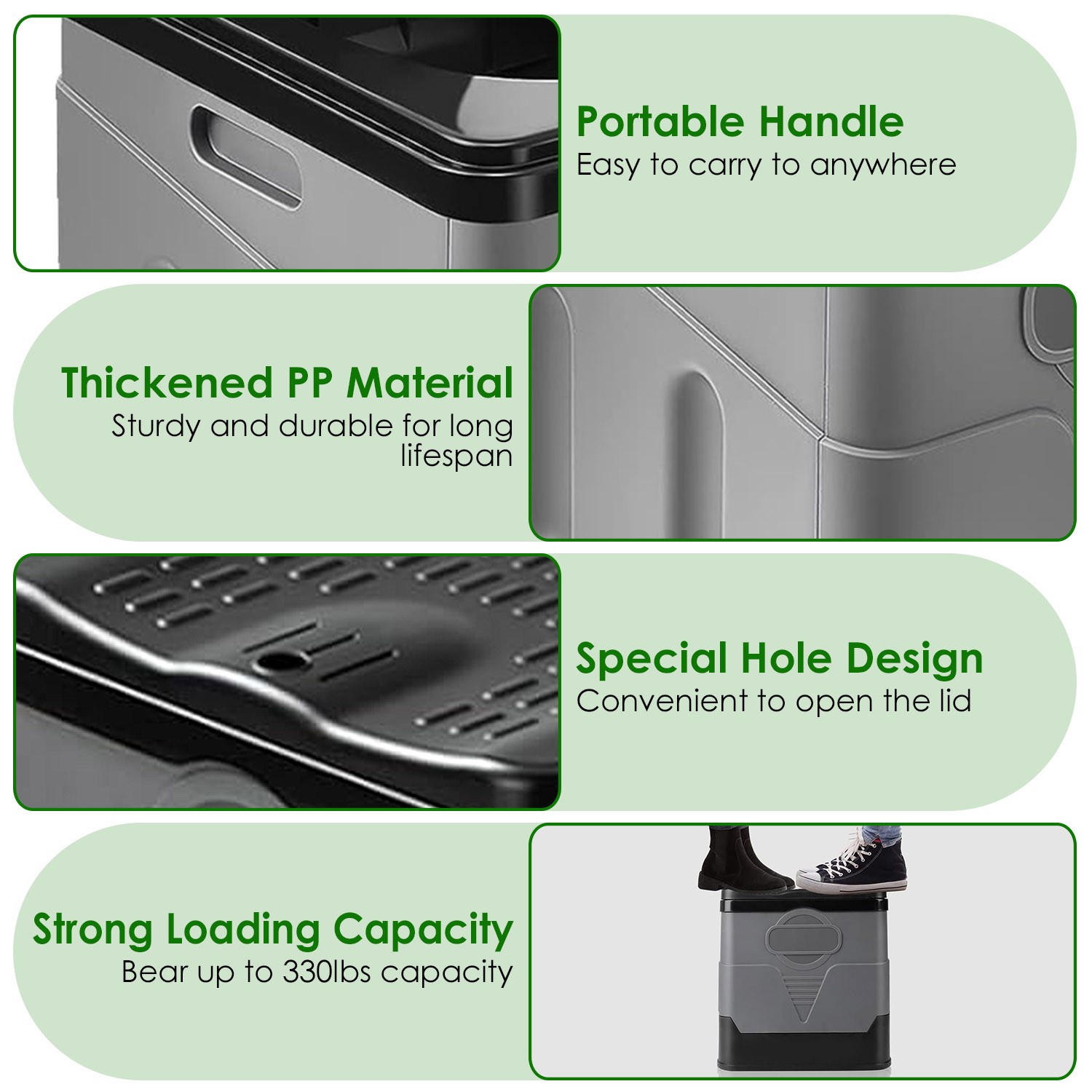 Foldable Portable Camping Toilet with Lid Carry Bag for Travel Outdoor Use