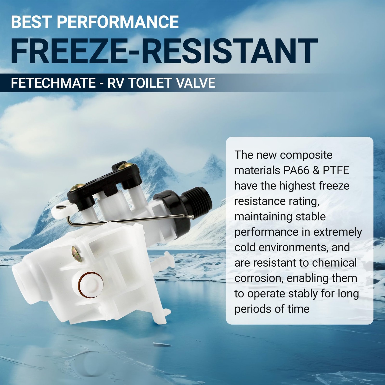 31705 31688 31687 31653 RV Toilet Water Valve Kit, Freeze White 1.5 inches