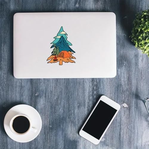 2 pcs Mountain Tree Sticker – Outdoor Camping Adventure Decal with Tent
