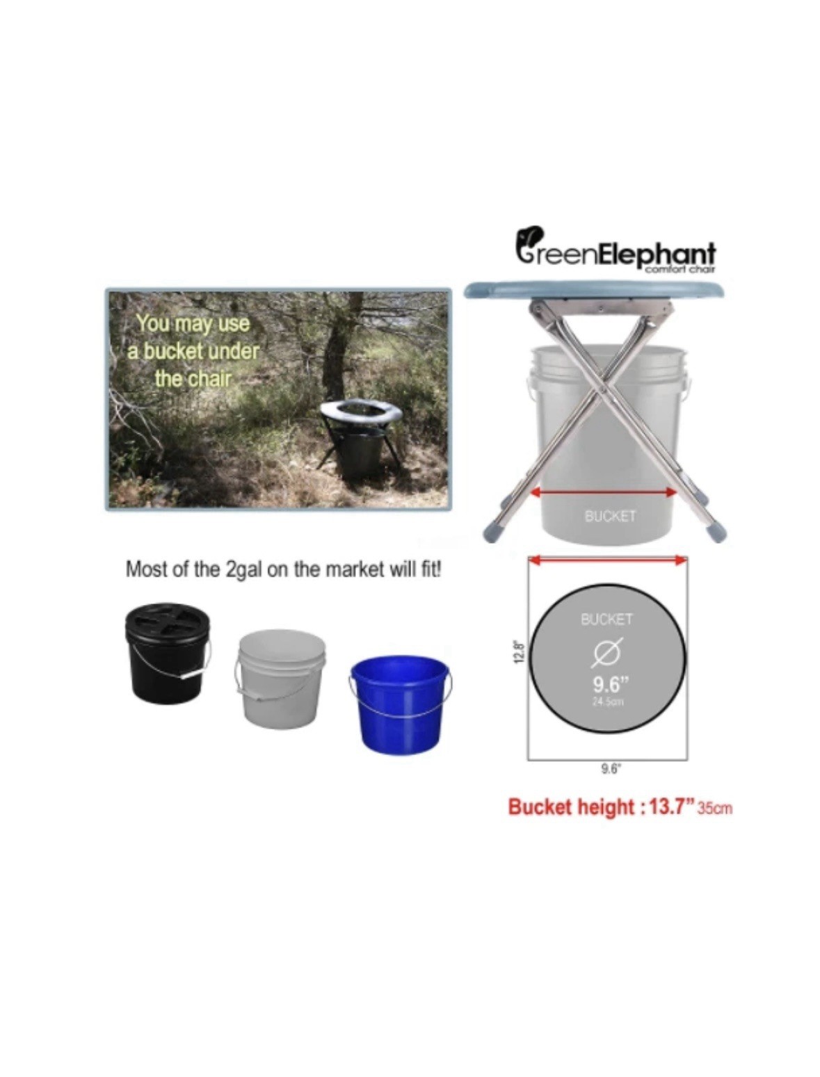 Portable Foldable Camping Toilet Blue Lightweight Compact Plastic Metal
