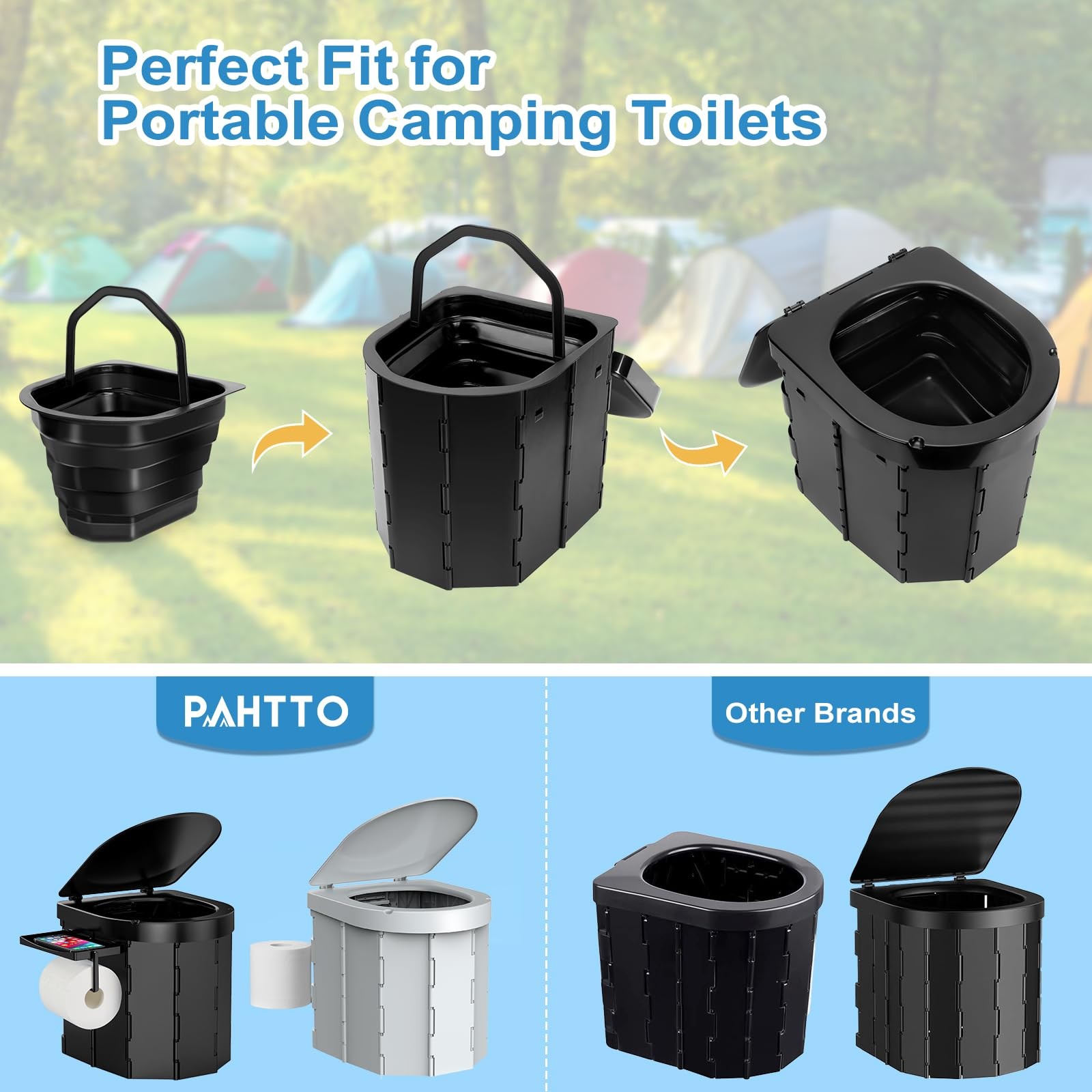 Portable Camping Toilet with Removable Inner Bucket, Leakproof Folding…