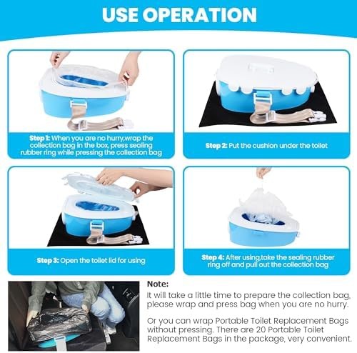 Compact Car Portable Toilet Camping Indoor & Outdoor Commode,Travel Potty,Por…