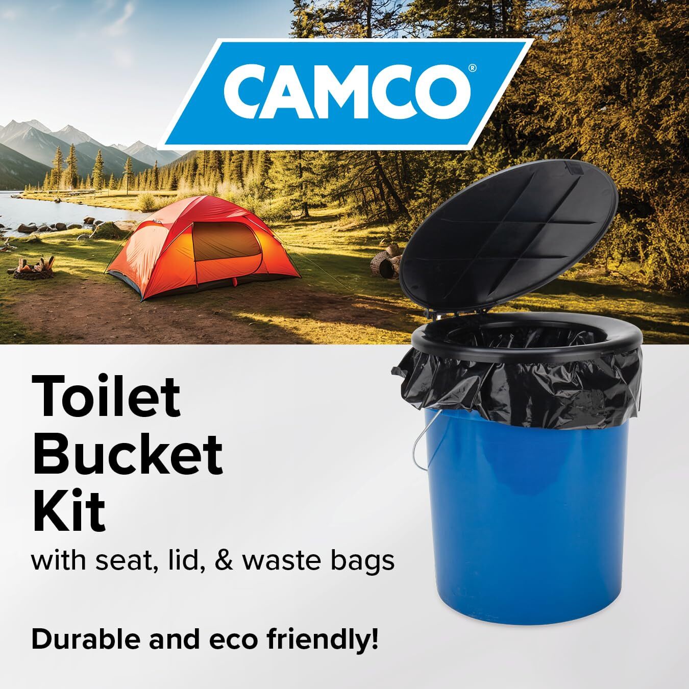Camco Portable Travel Toilet Bucket 5 Gallon Lightweight for Camping RVing Bo…
