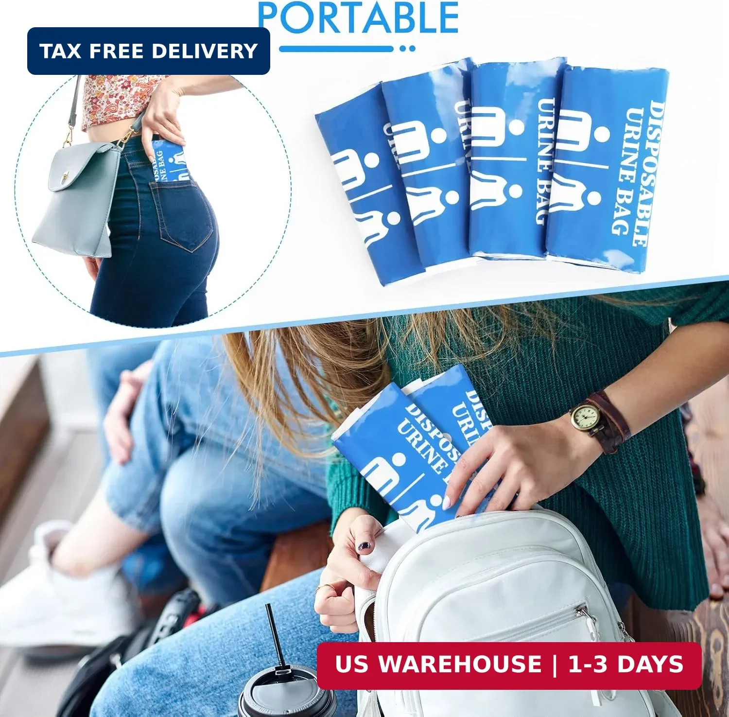 DIBBATU Disposable Urine Bags for Women/Men, 12/24Pack for Travel, Camping, Car