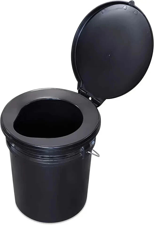 5 Gallon Bucket Toilet Seat w/ Lid Travel Outdoor Camping Hiking Snap On Black